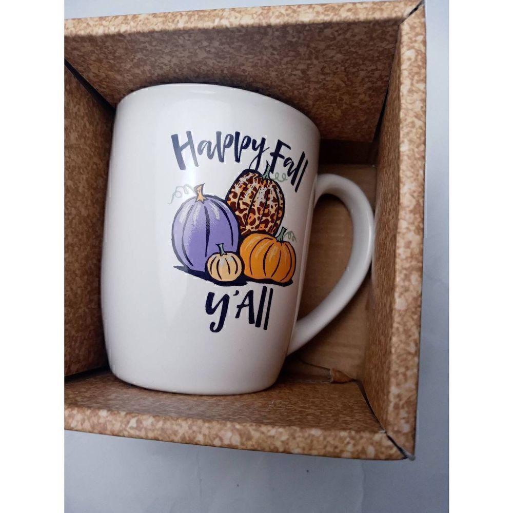 Pantry Harvest "Happy Fall Y' All" Pumpkin 12oz Ceramic Mug NIB